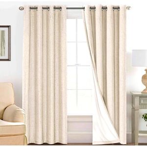 NEW Hversailtex Blackout Curtains Natural 58 X 108 Linen Natural 2 Panels